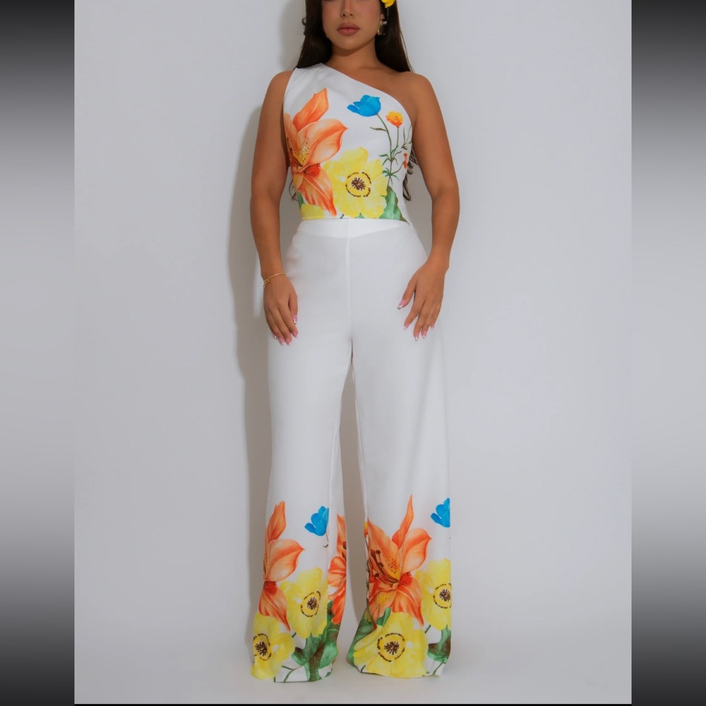 Floral White Jumpsuit